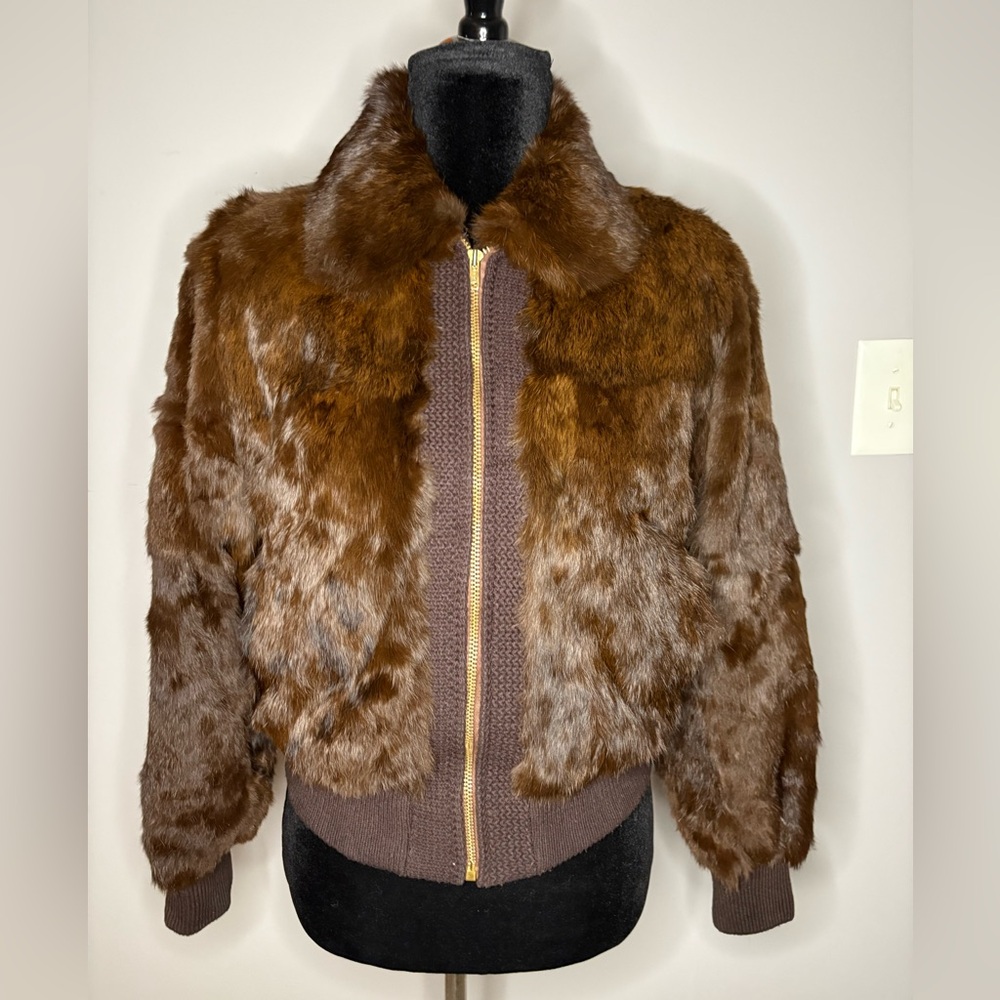 Vintage Dino Ricco Rabbit Fur Bomber Jacket size M - Picture 2 of 13
